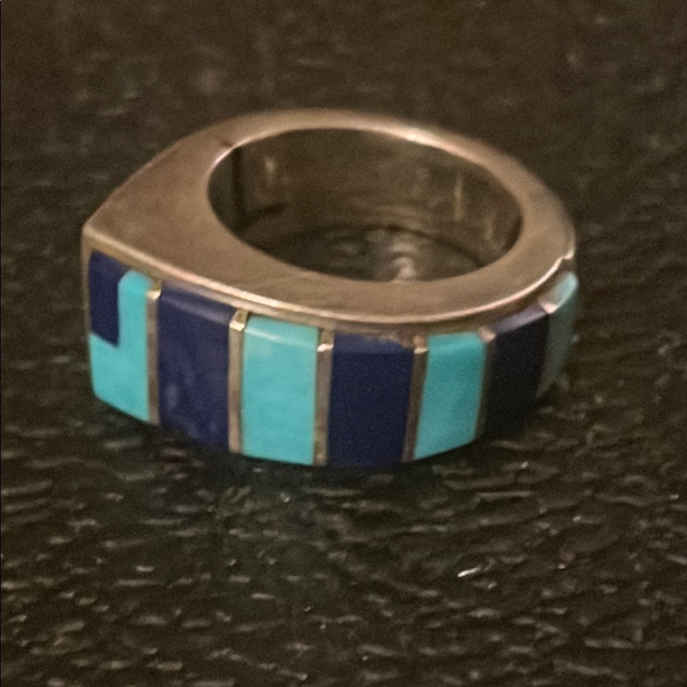 Vintage Native American inlay lapis ring size 7